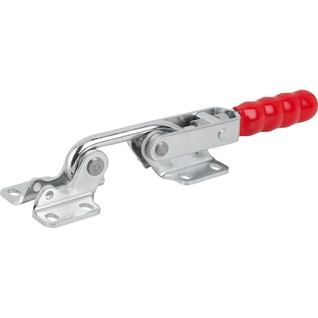 Kipp Hook Clamp, Horizontal W Fixed Jaw, F2=7000, Steel Zinc Plated, Comp:Plastic Comp:Red Oil-Resistant K1432.07000